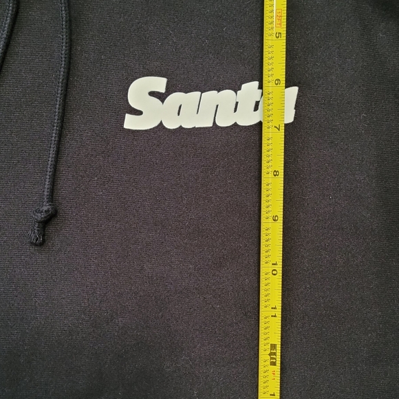 Champion Reverse Weave Black Cropped Hoodie w/the word "Santa" Embroider… - Picture 5 of 10